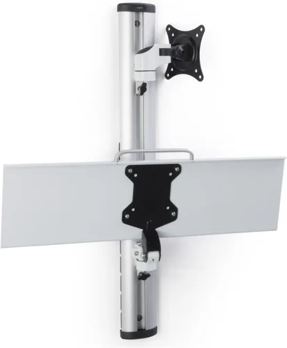 Vista 3 de Displays2go Soporte de pared para monitor y teclado de altura ajustable plateado