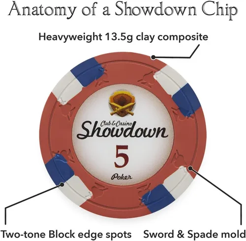 Vista 4 de Claysmith Gaming Paquete de 50 fichas de póquer Showdown, compuesto de arcilla pesada de 0.48 oz
