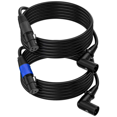 Vista 15 de LanSenSu Cable de enchufe XLR en ángulo recto XLR a recto, cable equilibrado de 90 grados hembra a macho recto de 3 pines a 3 pines
