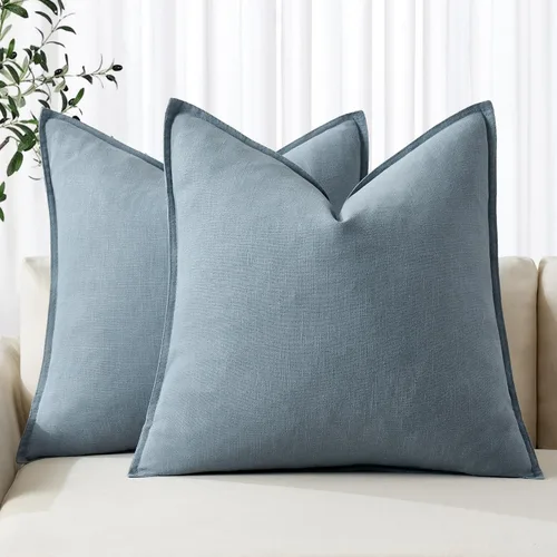 Vista 31 de MIULEE - Juego de 2 fundas de almohada decorativas de lino, estilo bohemio, rústico, neutral, para sofá, cama, 16 x 16 pulgadas, color marrón