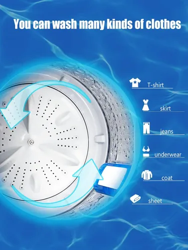 Vista 5 de KRIB BLING - Lavadora completamente automática con bomba de drenaje, lavadora compacta de 17.7 libras, 10 programas de lavado y 8 niveles de agua