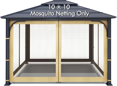 Vista 15 de Wonwon Gazebo Mosquitera de Repuesto Universal para Exteriores Toldo de 4 Paneles de Paredes de Malla con Cremallera para Gazebo de 10' x 10