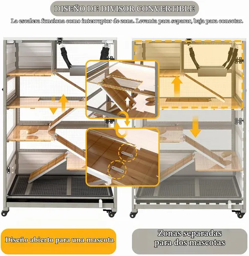 Vista 3 de Ketive Jaula de conejillo de indias Chinchilla de madera de 5 niveles