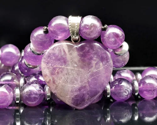 Vista 103 de Colgante de corazón de aventurina natural, Collar de cuentas de aventurina genuina, Collar de piedra verde, Collar de piedras preciosas, Cuentas