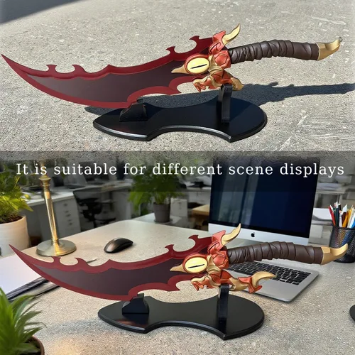Vista 3 de Espada de Baran de metal de 24.8 pulgadas con soporte de exhibición para colección, versión Cosplay-Eye