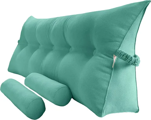 Vista 8 de Peachwell Almohada triangular de lectura para reposo en cama, cojín grande tipo cabecero, respaldo, almohada de cuña con dos almohadas cilíndricas