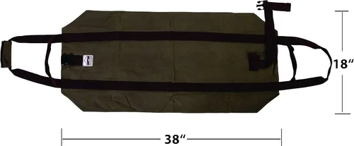 Vista 2 de Bolsa de lona encerada resistente para leña - asas dobles únicas que permiten un agarre seguro y cómodo con varios tamaños de carga. La correa