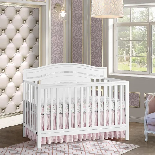 Vista 2 de Oxford Baby Briella, cuna convertible 4 en 1 para bebé en color blanco, con certificado GreenGuard Gold