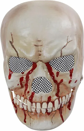 Vista 6 de NewL Máscara de calavera de terror con mandíbula movible para hombres 2024 Casco de cosplay aterrador de Halloween
