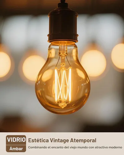 Vista 7 de Bombillas Lafoy A19 E26 ámbar 2200K de luz cálida suave, bombillas LED Edison vintage 60 vatios equivalentes, estilo antiguo ajustable de moda