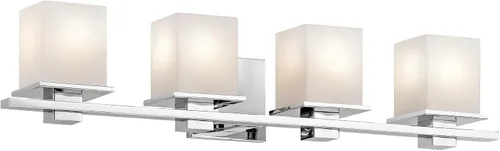 Vista 3 de Kichler Tully - Aplique de pared de 6.5 pulgadas, 1 luz con carcasa de cristal de ópalo grabado satinado cromado