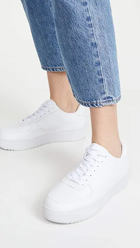 Vista 4 de Jeffrey Campbell Zapatillas de deporte de moda de corte blanco con cordones Platfrom zapatos de tenis