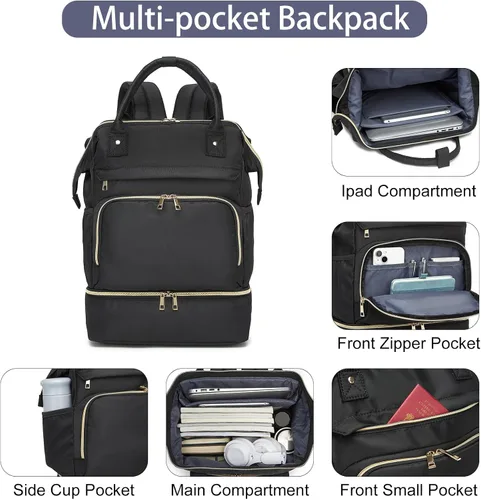 Vista 2 de seyfocnia Mochila de gimnasio para mujer, bolsa de gimnasio con compartimento para zapatos, mochila ligera para viajes, entrenamiento, deportes