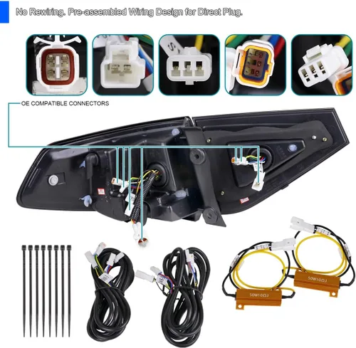 Vista 4 de SPEC-D TUNING - Luces traseras secuenciales negras con barra LED roja compatible con Subaru Impreza WRX 2008-2014, conjunto de par izquierdo