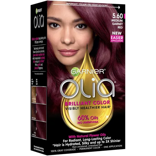 Vista 7 de Garnier Olia Tinte de cabello sin amoníaco [5.60] rojo granate medio, 1 unidad 5.6 Rojo granate medio