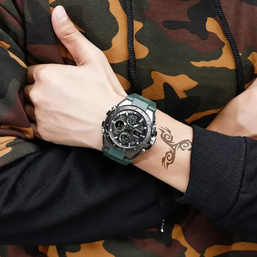 Vista 4 de findtime Relojes militares para hombre, reloj deportivo para hombre, táctico, resistente al agua, digital, deportivo, trabajo, analógico
