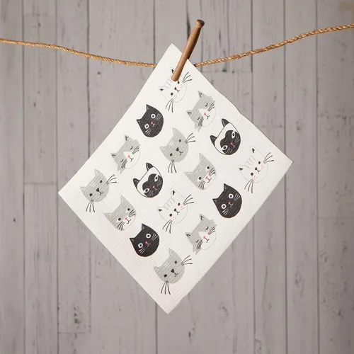 Vista 10 de Now Designs Esponja Sueca Dry Mat Cats Meow, 12 x 14 pulgadas (paquete de 2)