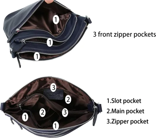 Vista 6 de HESHE Bolsos cruzados para mujer, bolsos de cuero pequeños, bolsos cruzados, bolso de hombro, bolso de mano para mujer