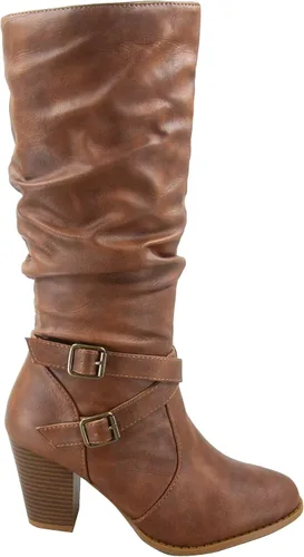 Vista 2 de Forever Link FZ-Safety-52 - Botas de tacón grueso con hebilla de cremallera completa para mujer