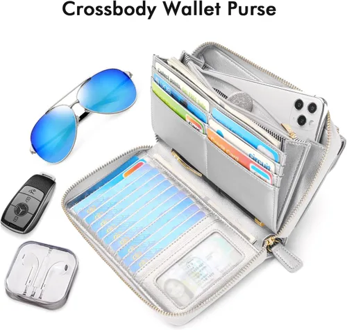 Vista 3 de nuoku Carteras para mujeres con ranuras para tarjetas de crédito con bloqueo RFID de gran capacidad