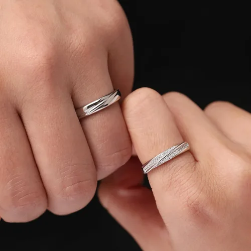 Vista 7 de Meissa 2 anillos de pareja para hombres y mujeres de plata de ley 925, anillos de promesa a juego, tamaño ajustable, hecho a mano, joyería nupcial