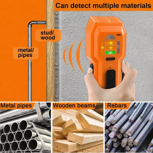 Vista 5 de Escáner de pared con buscador de pernos, sensor detector de madera y metales para pared de 3/4 de pulgada de grosor (ST102-naranja)