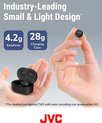 Vista 3 de JVC Audífonos inalámbricos compactos con cancelación activa de ruido, modo de baja latencia para juegos y películas, Bluetooth 5.2, batería de larga