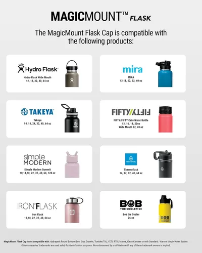 Vista 11 de Scosche MFMS22 MagicMount Flask - Botella de agua de acero inoxidable de 22 onzas con soporte de montaje MagSafe para teléfono, frasco aislado 12H
