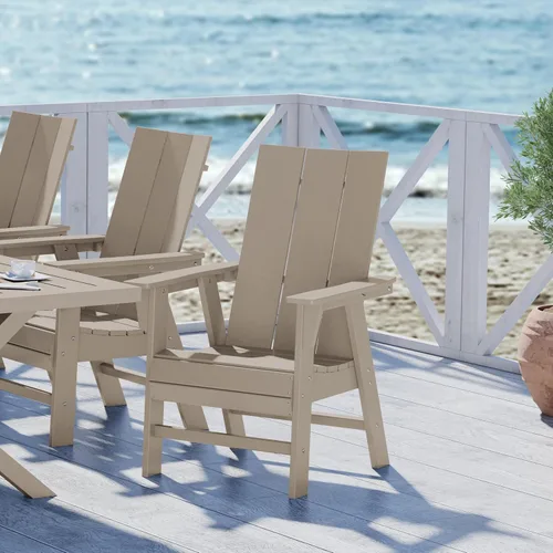 Vista 15 de WestinTrends Malibu Outdoor Patio HDPE Adirondack Silla de comedor para patio, color negro