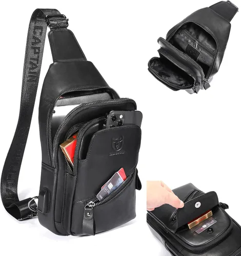 Vista 106 de LUKZIJAES Bolso bandolera de cuero genuino para hombre
