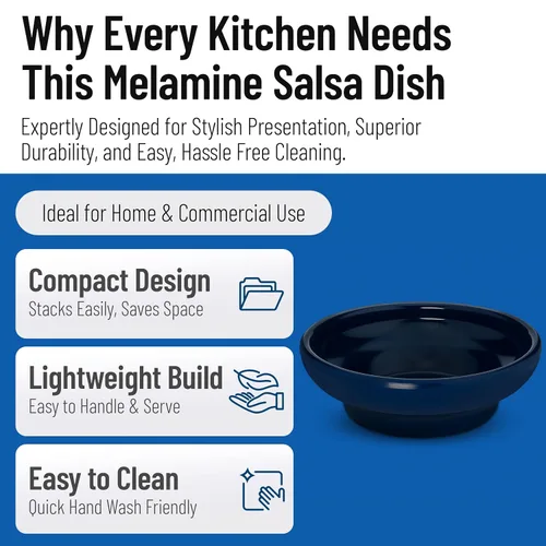 Vista 3 de Carlisle FoodService Products 087560 Melamine Salsa Dish, 5 oz. Capacity, Cobalt Blue (Case of 48)