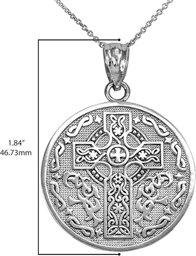 Vista 4 de Collar reversible de plata de ley 925 con colgante de bendición irlandesa