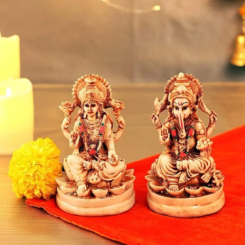 Vista 7 de TIED RIBBONS Ganesh Idol para el hogar de resina de 4.4 pulgadas Ganesh Murti para mandir del hogar, decoración de Pooja Ganpati Murti