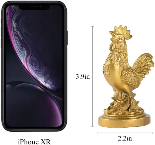 Vista 2 de BRASSTAR Estatua de Feng Shui de latón auspicioso gallo/pollo/gallo oficina en casa talismán decorativo figura de oro regalo para colección PTZY048