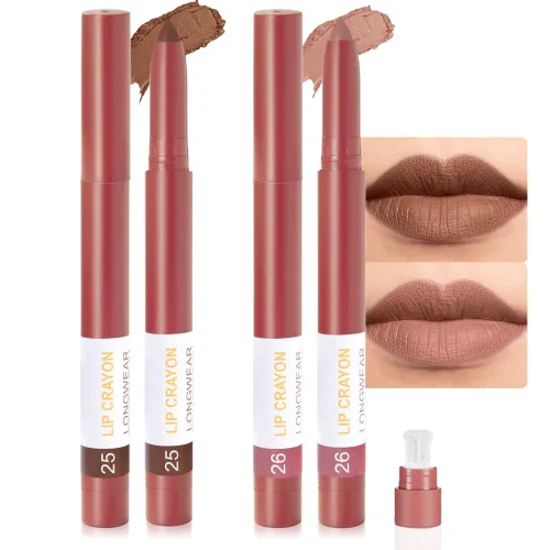 Vista 16 de BINGBRUSH Combo de delineador de labios y lápiz labial 2 en 1, lápiz labial mate, de larga duración, impermeable, lápiz labial, a prueba de manchas