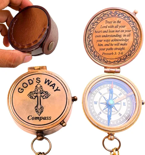 Vista 6 de Brújula God's Way - Regalos de bautismo y graduación para niños y hombres, regalos católicos e inspiradores