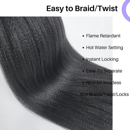 Vista 5 de Pelo corto negro trenzado preestirado de 14 pulgadas para trenzas sin nudos, pelo sintético 1B trenzado para trenzas Bob Box
