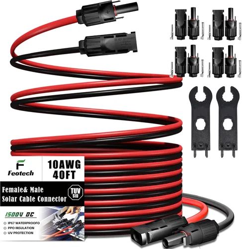 Vista 15 de Cable de extensión solar de doble cable de 6 pies – Conector de panel solar de 10 AWG (6 mm²), con conectores solares IP67 macho/hembra