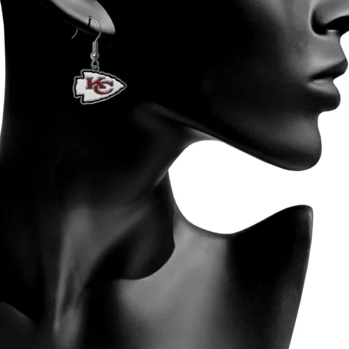 Vista 2 de NFL Siskiyou Sports - Aretes colgantes Kansas City Chiefs para mujer, talla única, color del
