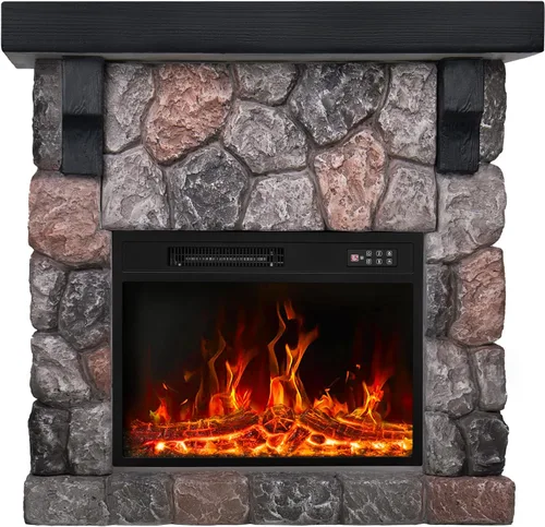 Vista 8 de BOSSIN Chimenea eléctrica de 36 pulgadas con repisa, inserto de chimenea eléctrica de 23 pulgadas, soporte de TV independiente con temporizador