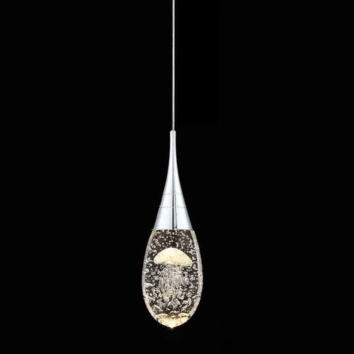 Vista 11 de JoollySun Mini lámpara colgante de cristal: 1 luz de lágrima regulable de 3 colores (3000 K-6000 K) colgante LED para isla de cocina baño - cromo