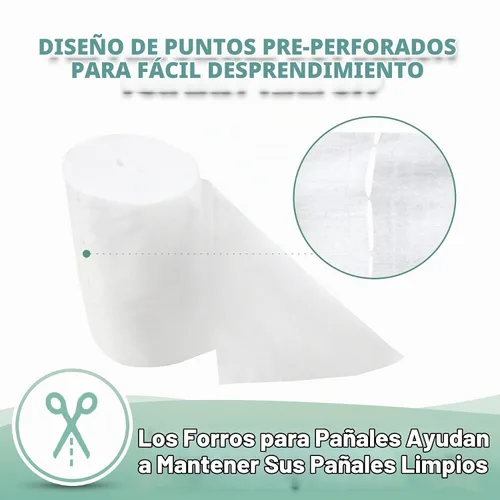 Vista 2 de wegreeco Revestimientos de pañales sin perfume, sin fragancia y sin cloro, 100 hojas por rollo (1 rollo)