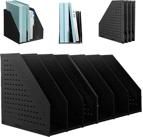Vista 10 de SAYEEC 1 pieza Organizador de archivos de revistas plegable de plástico con organizador de carpetas vertical para escritorio, organizador