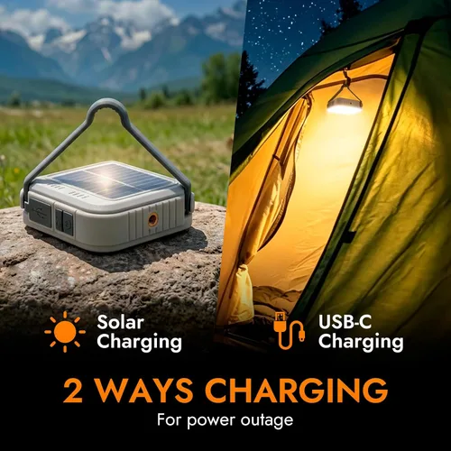 Vista 4 de WARSUN Linterna solar recargable, linterna LED de campamento de 1000 lúmenes, luz esencial de campamento, linterna de emergencia portátil de larga