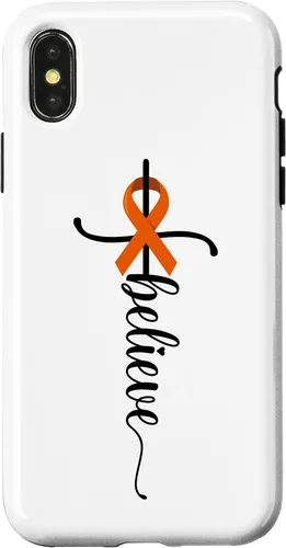 Vista 5 de iPhone 12 mini Believe Faith Survivor Warrior Orange Ribbon Estuche para cáncer de riñón