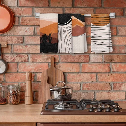 Vista 4 de Toallas de cocina bohemias, decoración bohemia, accesorios occidentales, toallas de mano de 16 x 24 pulgadas, juego de 4