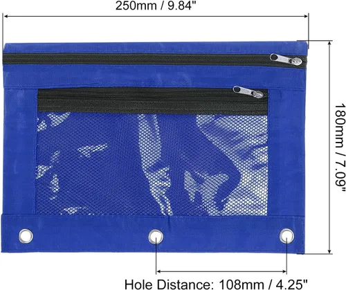 Vista 2 de PATIKIL Estuche para lápices para carpeta de 3 anillos, paquete de 4 unidades, tela Oxford de malla con cremallera, estuche para oficina y hogar
