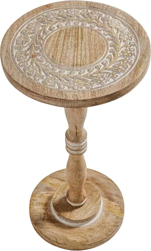 Vista 15 de Mesa auxiliar de madera rústica de 12 x 22 pulgadas, mesa auxiliar tallada a mano, mesa de noche con acabado quemado para dormitorio, mesa