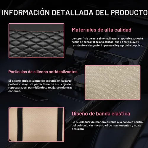 Vista 3 de Ohleats - Almohadilla de consola central para automóvil, funda protectora impermeable de cuero PU para reposabrazos de auto, cómoda alfombrilla