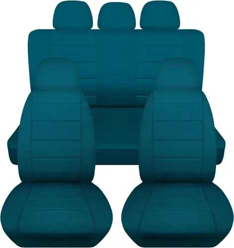 Vista 18 de Totally Covers Fundas de asiento de coche sólidas con 5 fundas (2 delanteras + 3 traseras) para reposacabezas: color negro, ajuste
